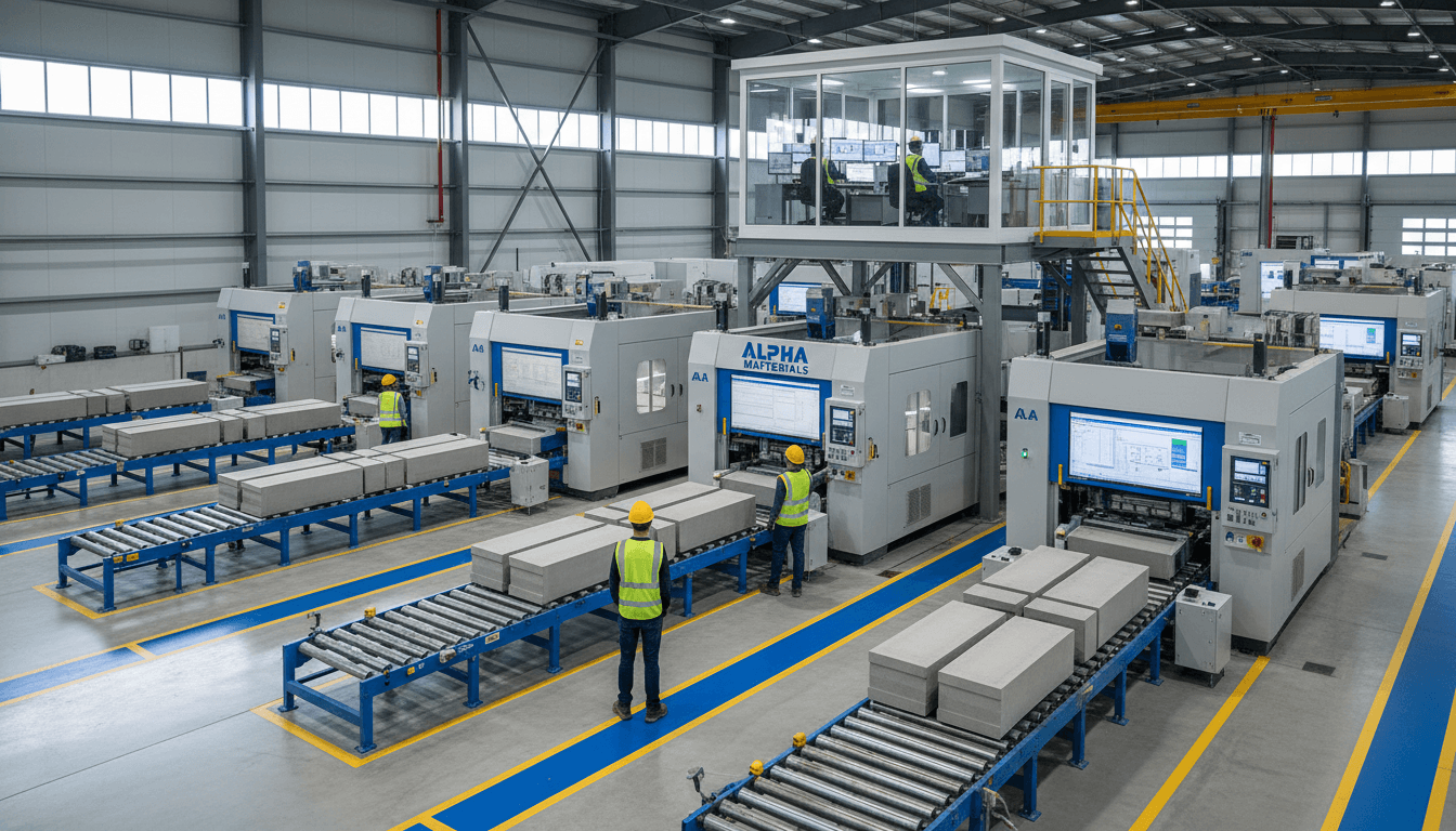 Industrielle Produktionsstätte mit Sicherheitsmaßnahmen