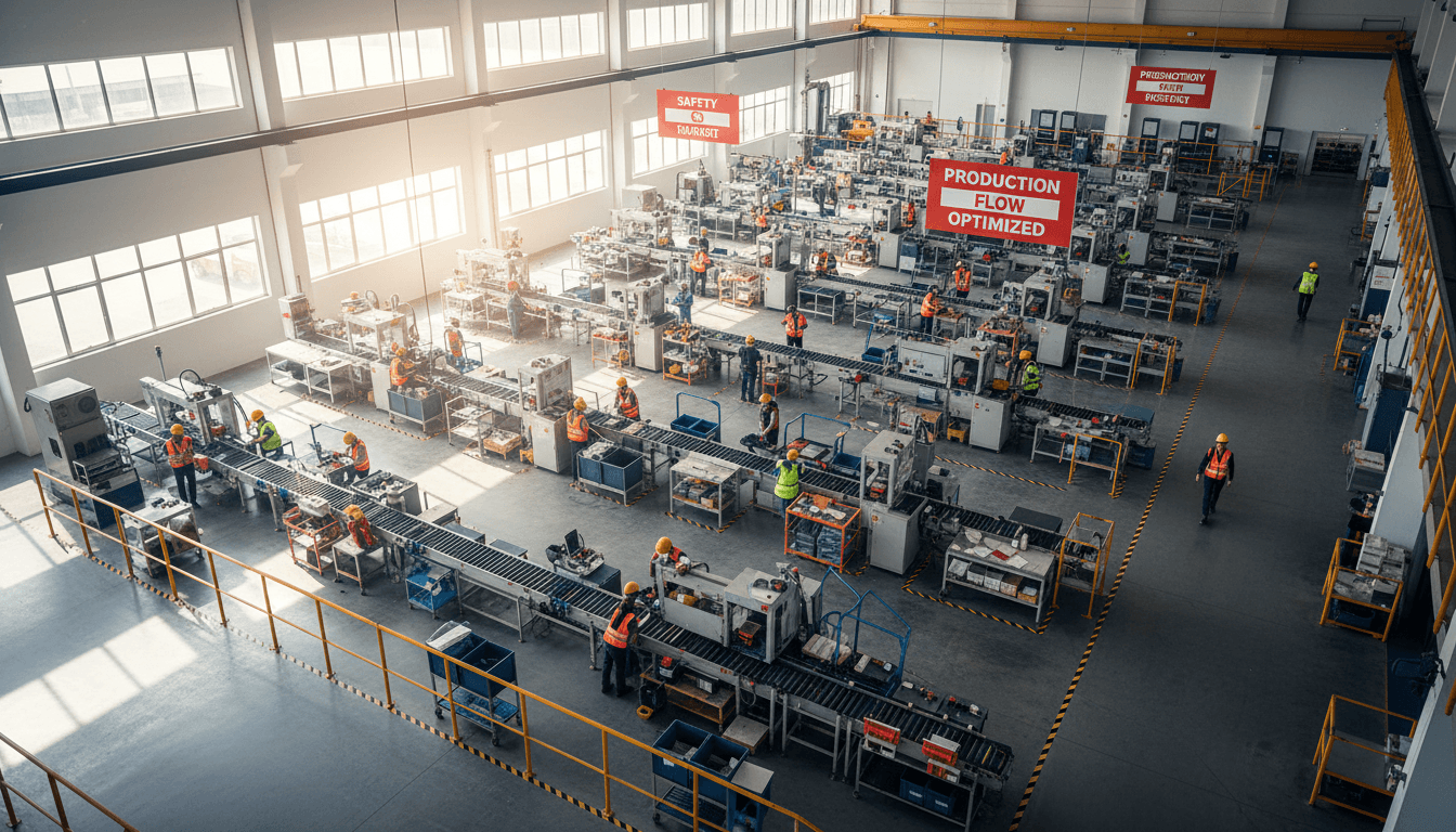 Industrieproduktion mit modernen Maschinen und Fachleuten